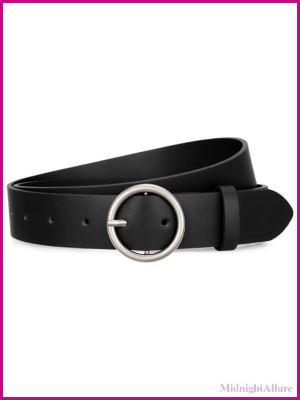 Genuine Leather Belt Slim Fit Round Buckle Adjustable Waist